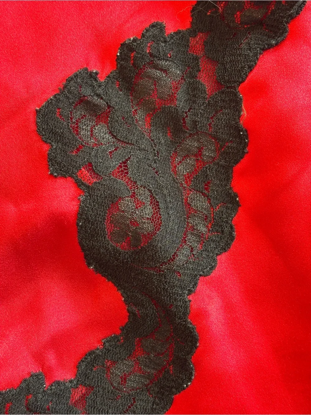 VICTORIA’S SECRET Gold Label Red Satin Lace Trim Slip Dress Nighty Medium